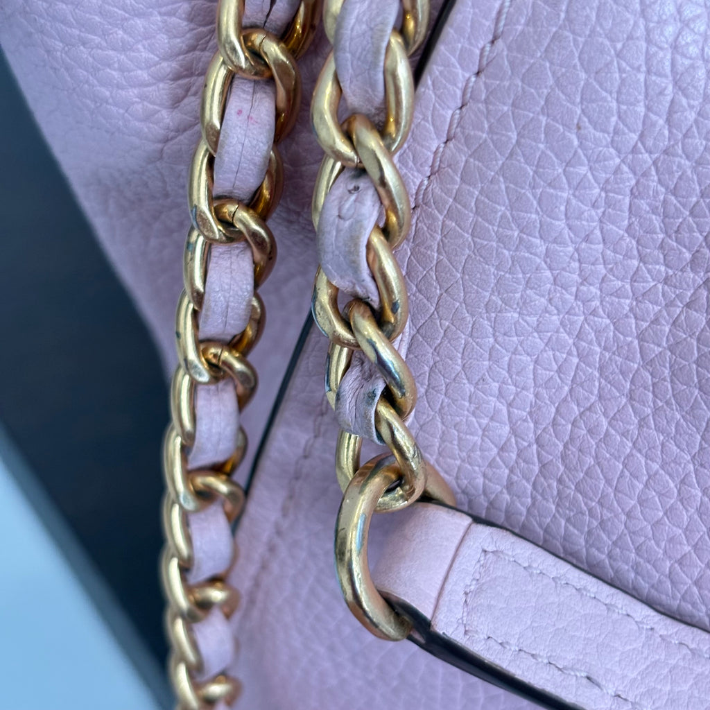 Tory Burch Light Pink Britten Pebbled Leather Crossbody Mini Tote Bag | Pre Loved |