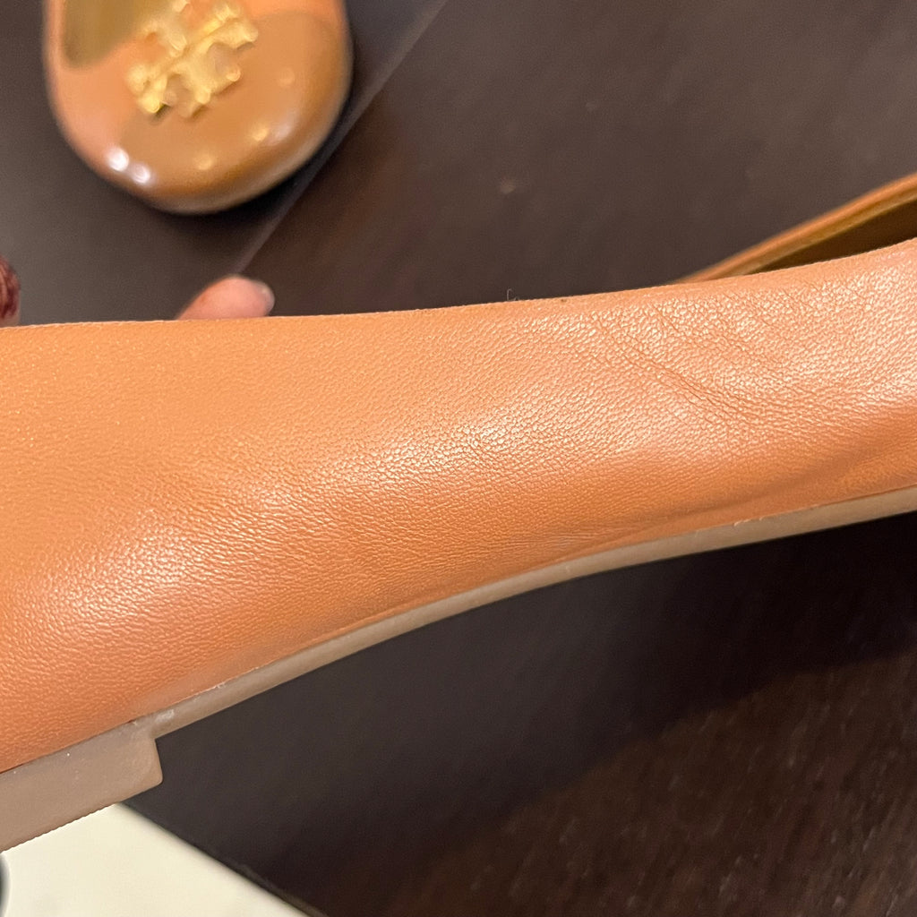 Tory Burch Two-toned Tan Leather Everly Ballet Flats | Pre Loved |