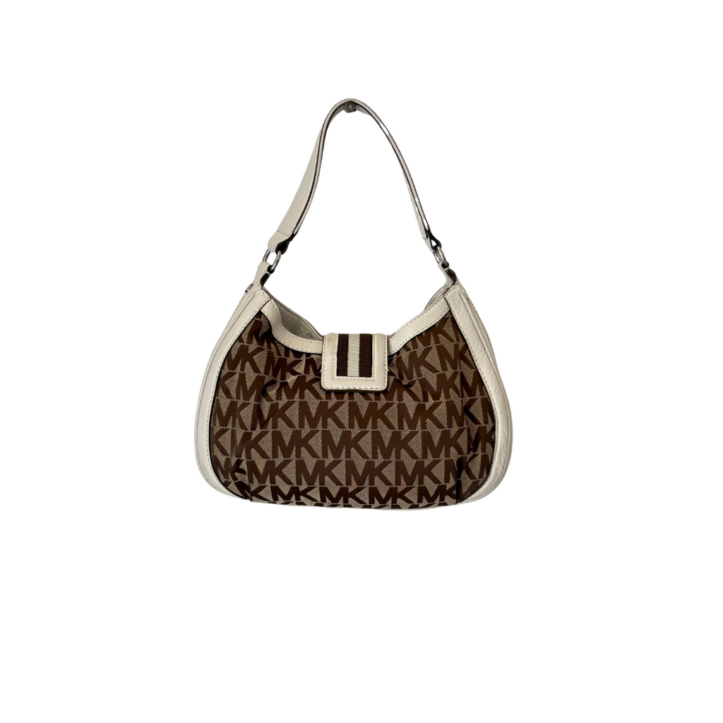 Michael Kors White & Brown Leather Hobo Bag | Pre Loved |
