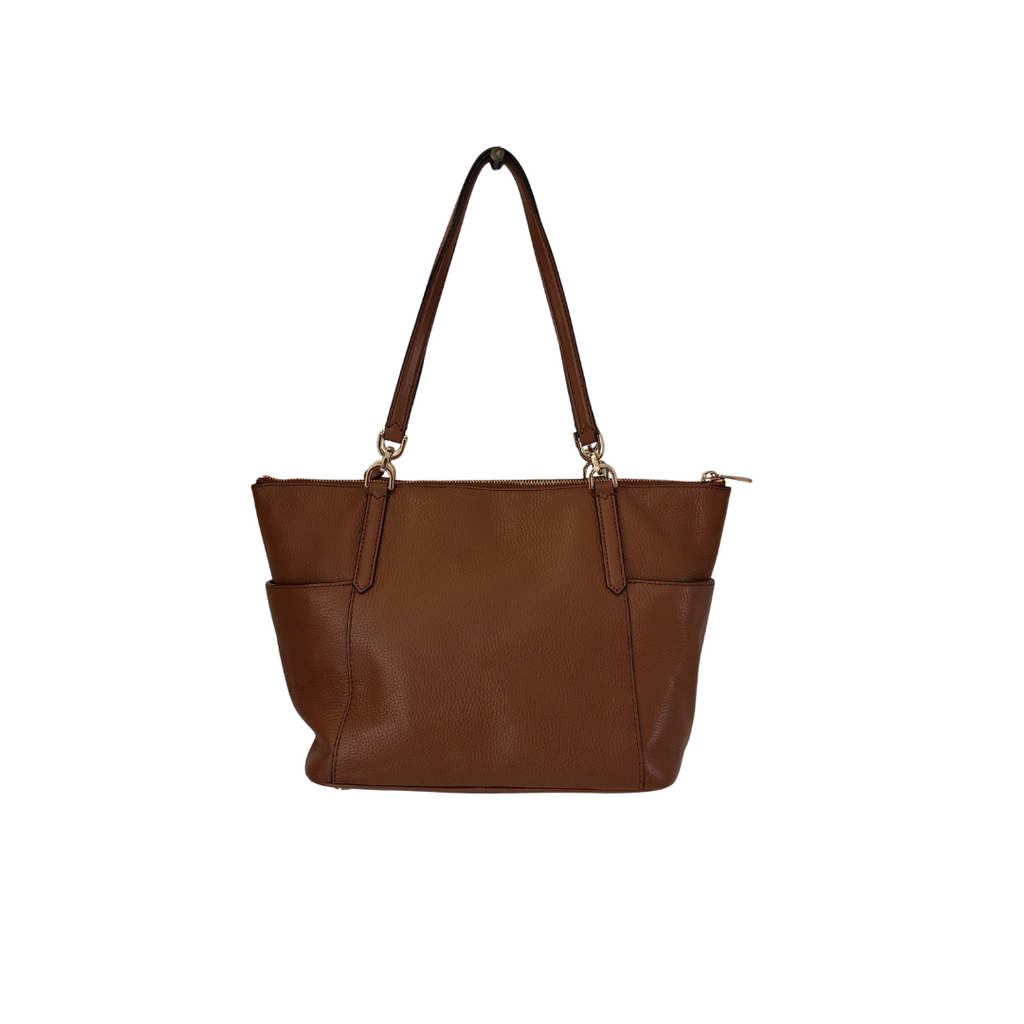 Michael Kors Brown Pebbled Leather Medium Jet Set Top Zip Tote Bag | Pre Loved |