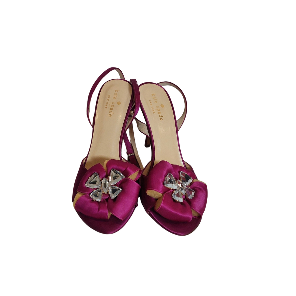 Kate Spade Magenta Satin Rhinestone Heels | Pre Loved |