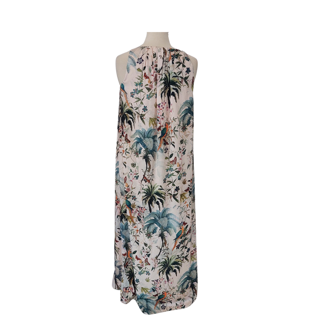 H&M Beige Satin Sleeveless Floral Printed Dress | Like New |