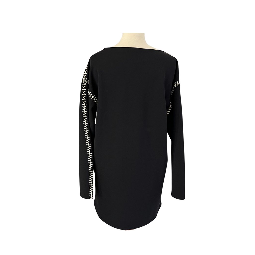 H&M Black & White Embroidered Shoulder Knit Tunic | Brand New |