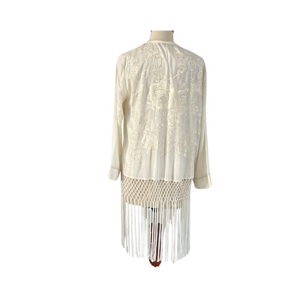 ZARA Cream Embroidered Fringe Cover-up | Pre Loved |