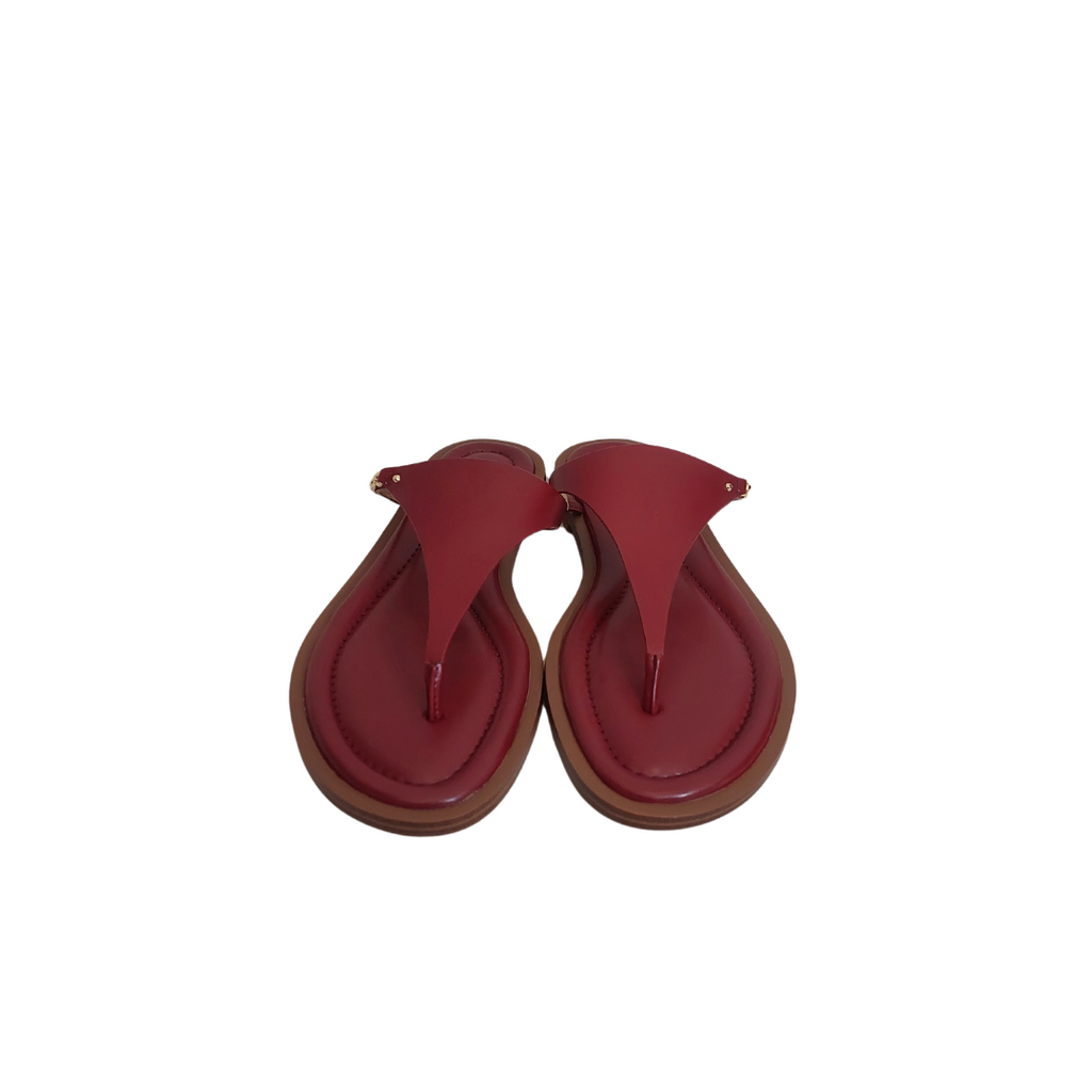 Michael Kors Maroon Leather Daniella Sandals | Brand New |