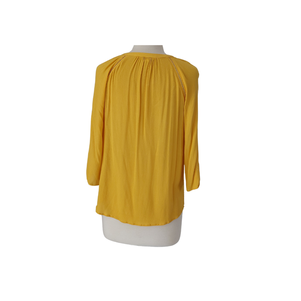 Express Mustard Ladder Lace Trim Top | Pre Loved |