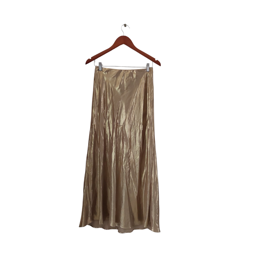 ZARA Gold Metallic Satin Skirt | Like New |