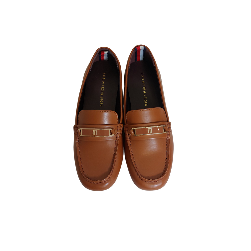 Tommy Hilfiger Tan Leatherette 'KYRIA' Loafers | Brand New |