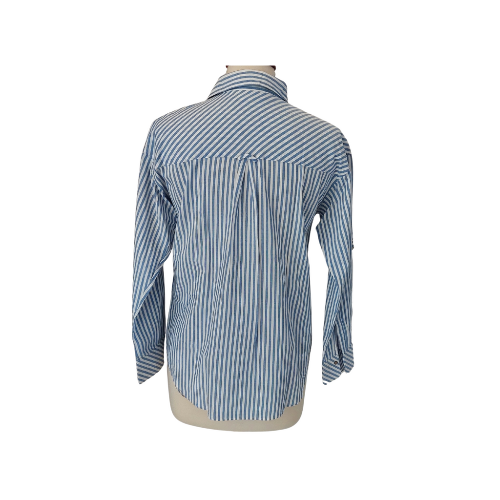 Zara Blue & White Striped Collared Shirt | Pre Loved |
