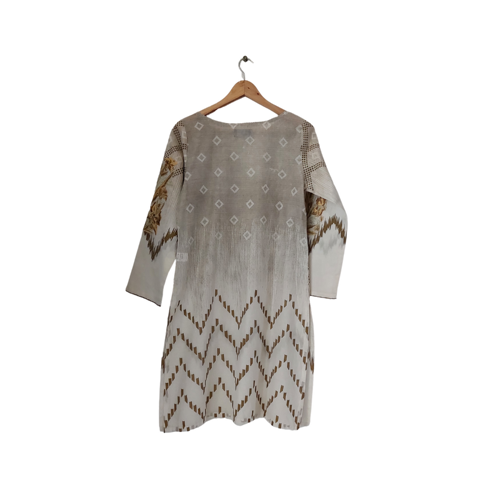 Sana Safinaz White & Gold Embroidered Sleeves Kurta | Like New |