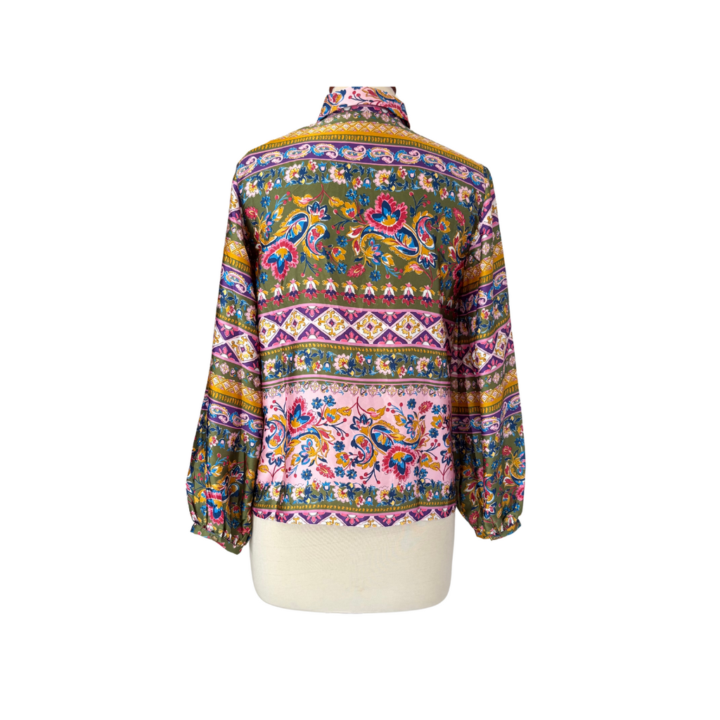 ZARA Pink Multi-coloured Satin Printed Collared Shirt | Brand New |