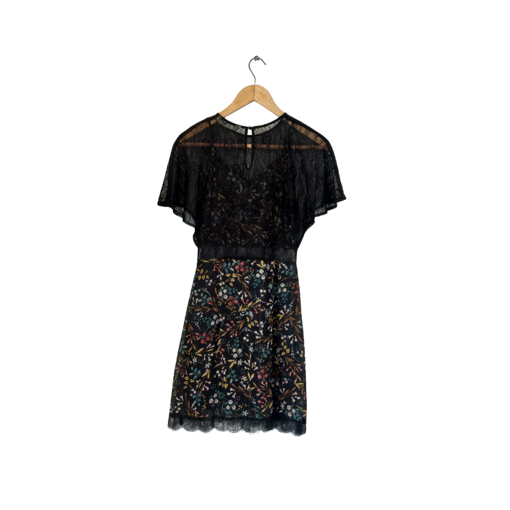 ZARA Black Lace Floral Printed Short Dress | Gently Used |