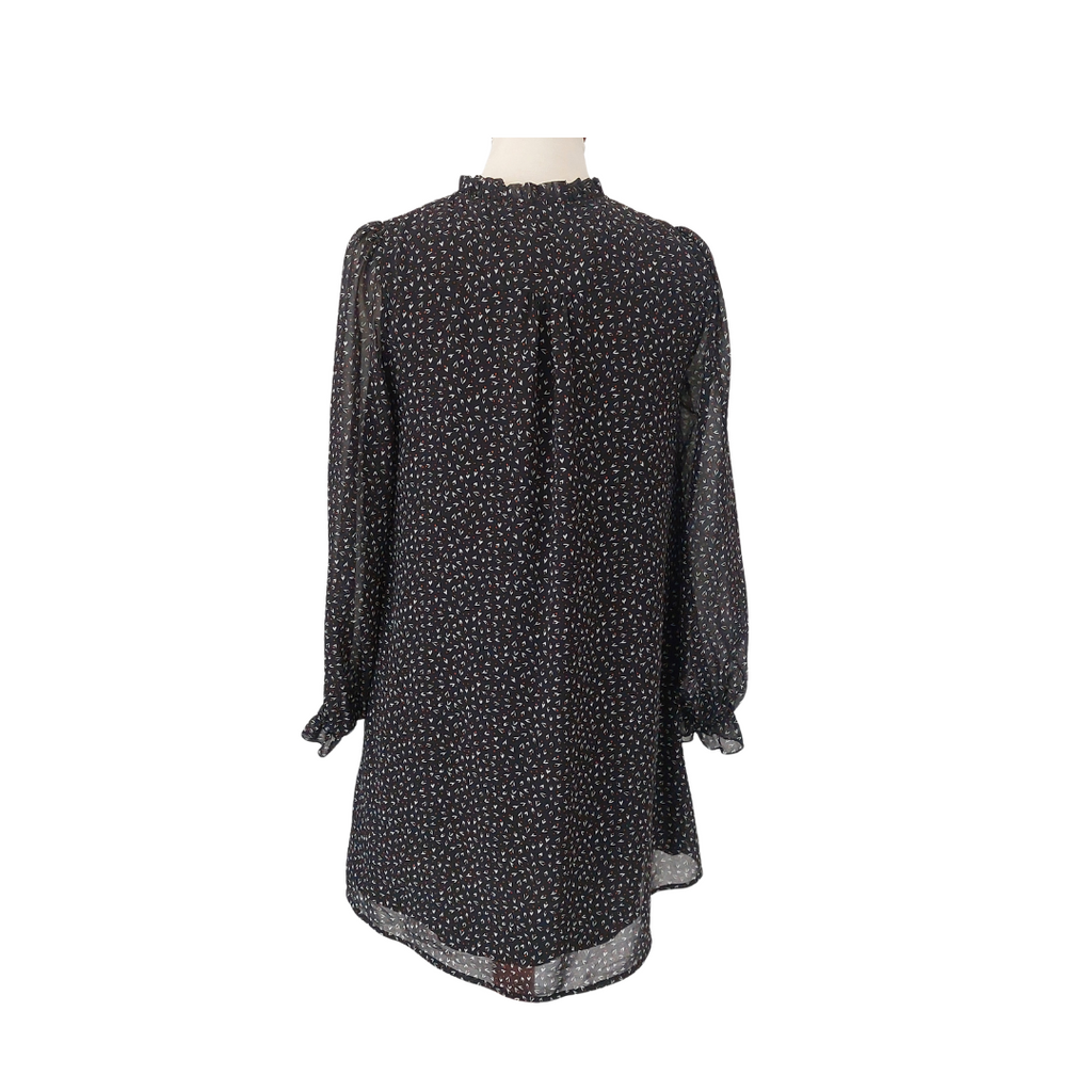 Oliver Bonas Black Printed Pleated Short Dress | Gently Used|