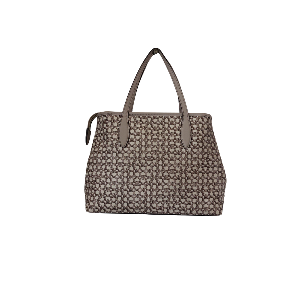 Kate Spade Cream & Taupe Canvas Satchel Bag | Pre Loved |