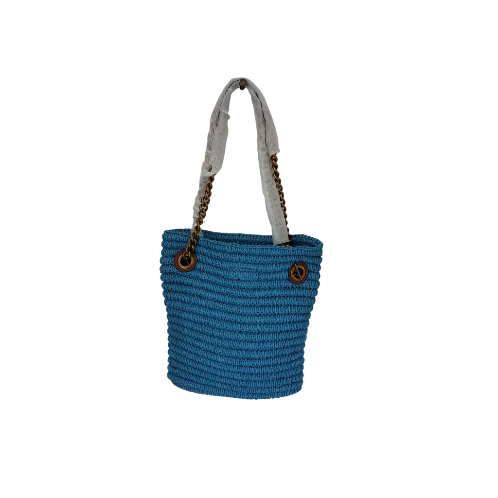 Kurt Geiger 'Chelsea' Blue Raffia Tote | Like New |