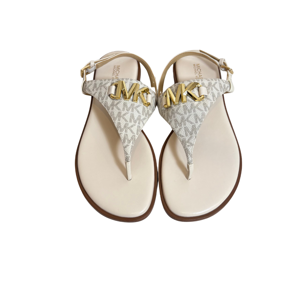 Michael Kors Vanilla Leatherette 'Reed' Thong Sandals | Brand New |