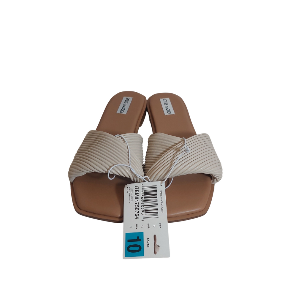 Steve Madden Bone Cross Textured LIMITT Leatherette Sandals | Brand New |