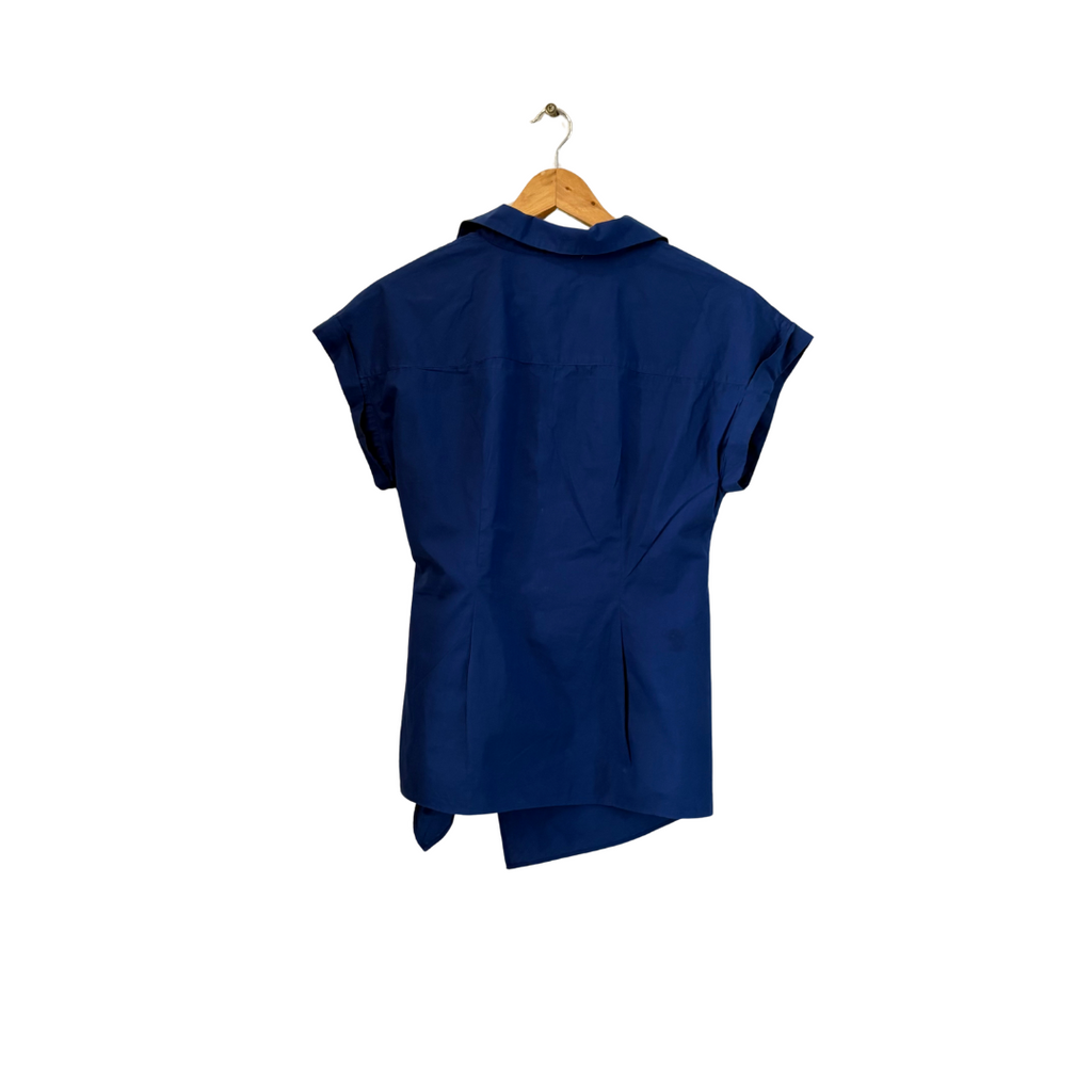 ZARA Royal Blue Collared Front Knot Top | Gently Used |