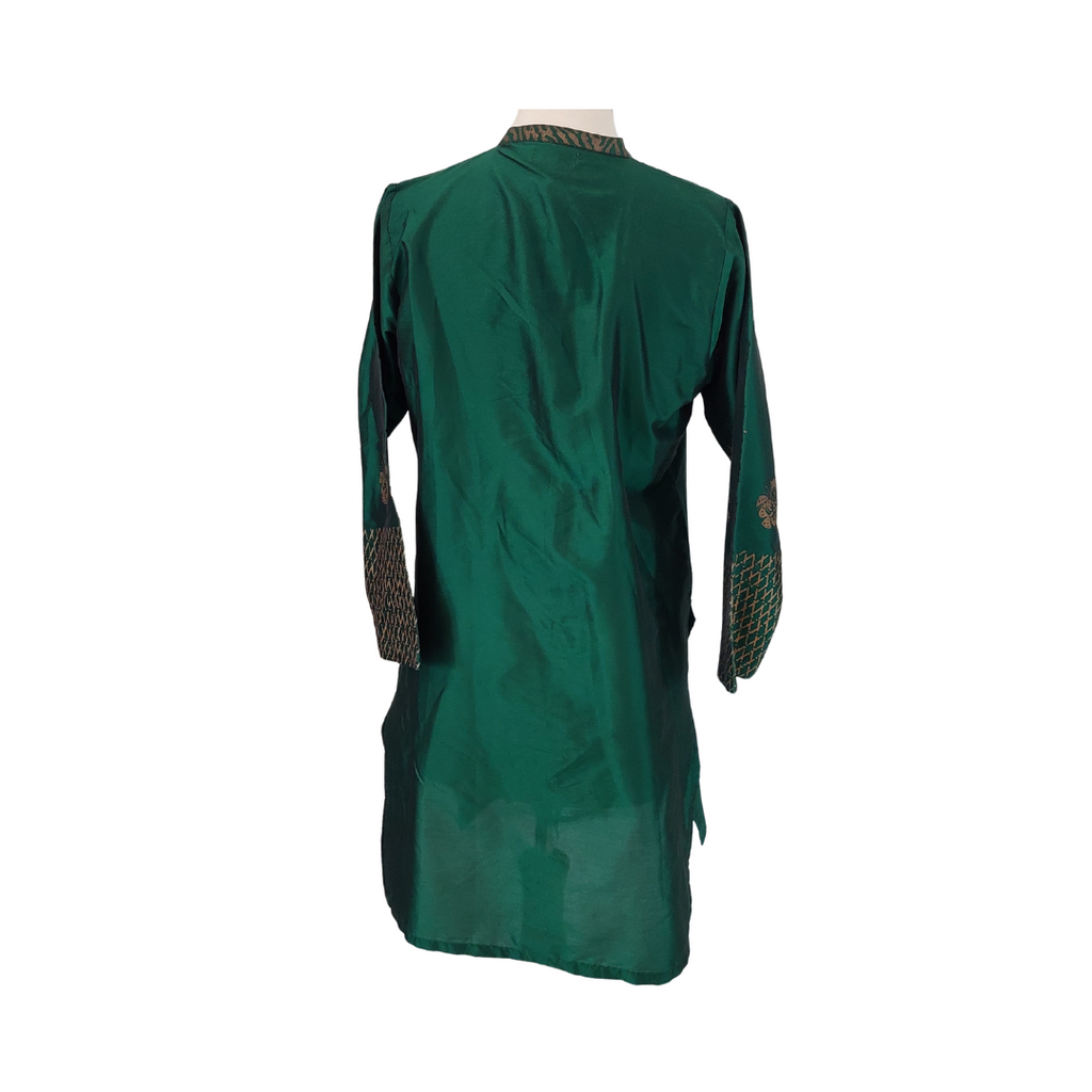 Sanober Azfar Emerald Green Block Print Outfit (3 Pieces) | Pre Loved |