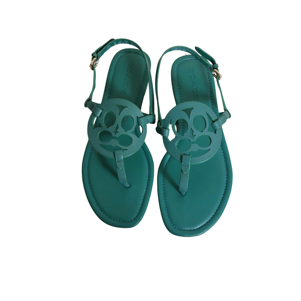 Coach Green Leather 'Jaci' Sandals | Pre Loved |
