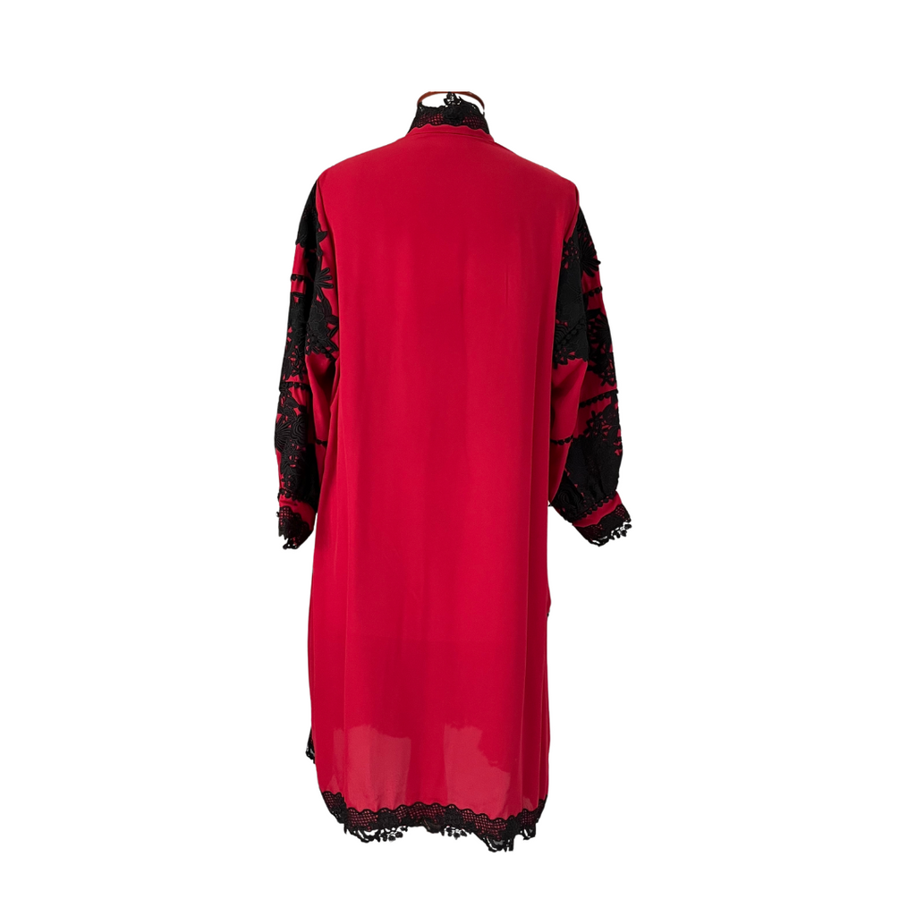 Rania Red with Black Lace Kurta | Gently Used |