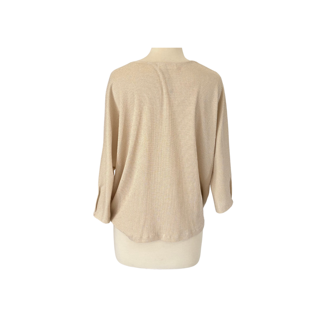 Mango Gold Metallic Ribbed Poncho Top | Like New |