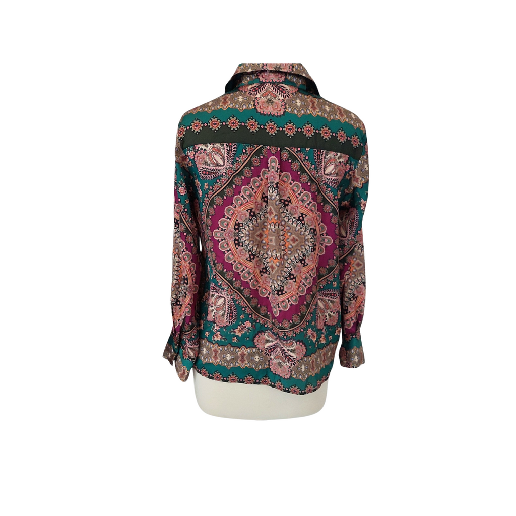 Zara Multicolor Printed Satin Collared Shirt | Gently Used |