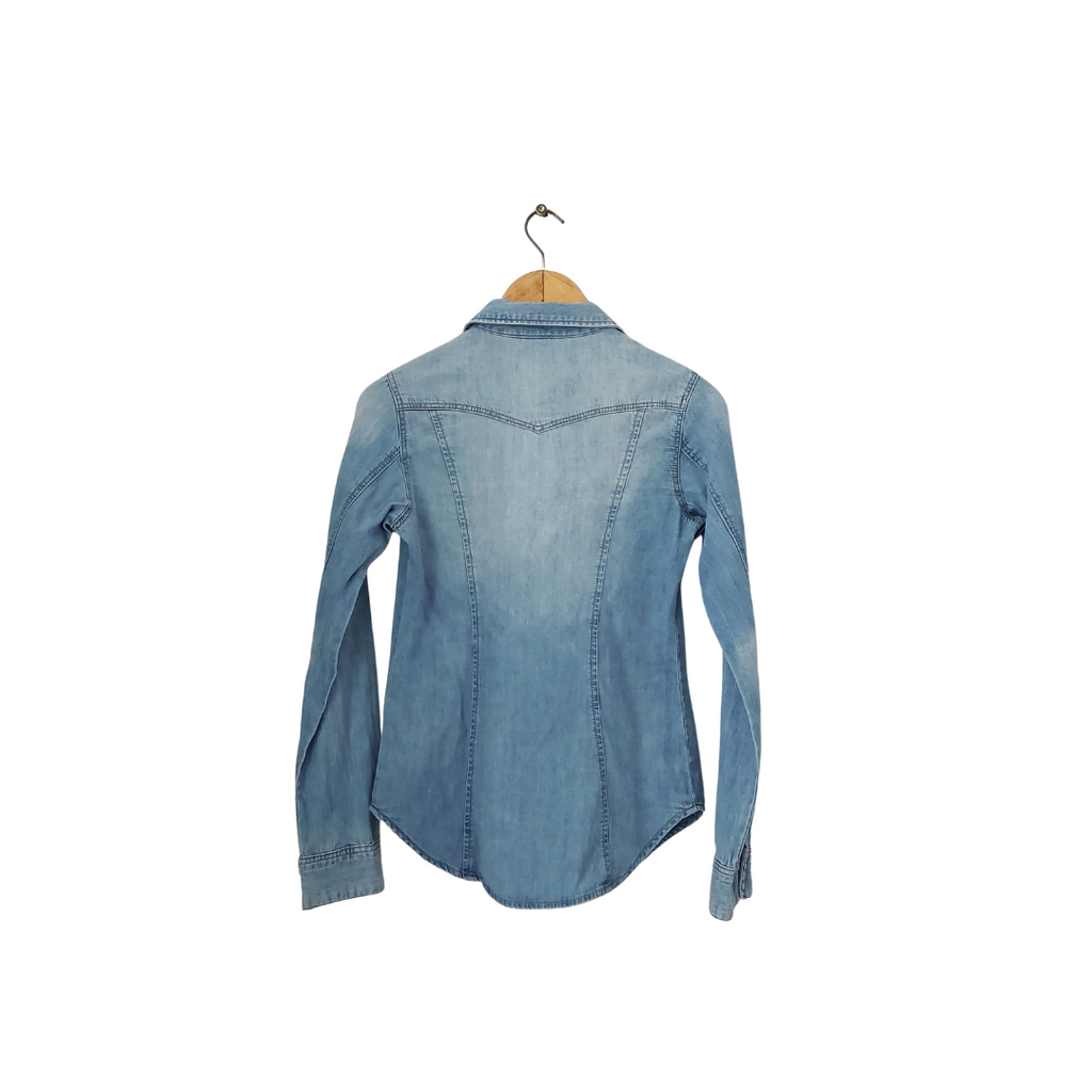 &Denim By H&M Light Blue Faded Summer Demin Button Down Shirt | Pre Loved |