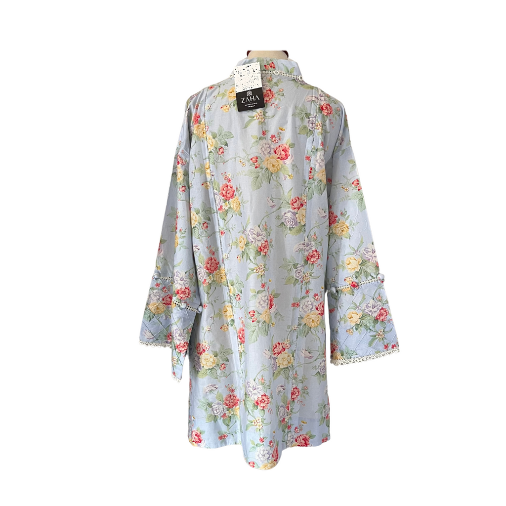 ZAHA Light Blue Floral Printed Kurta with Dupatta | Brand New |
