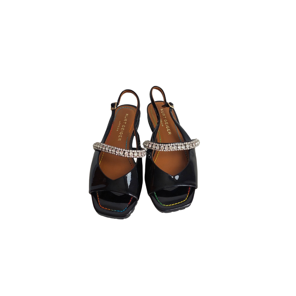 Kurt Geiger Black Patent Leather Princely Sandal | Like New |