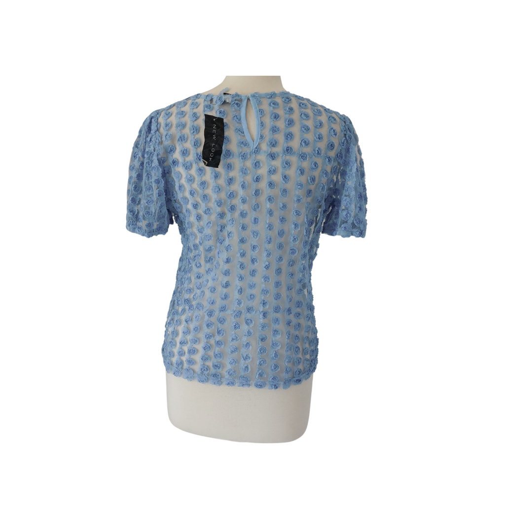 New Look Light Blue Rose Detail Net Blouse | Brand New |
