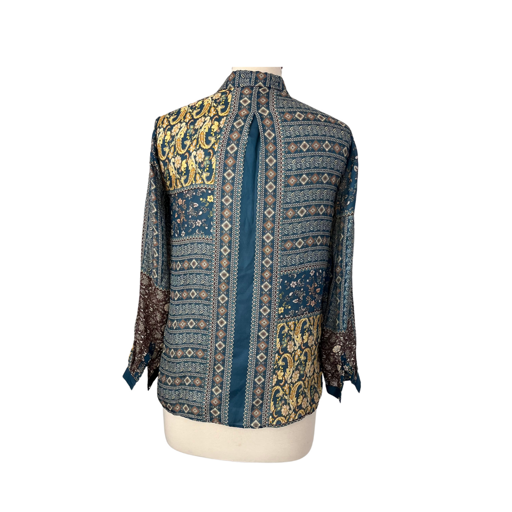 Massimo Dutti Printed Summer Silk Button Down Top | Brand New |