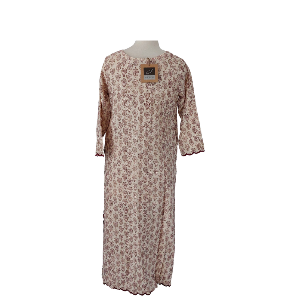 Gaachi Cream & Pink Block Print Outfit (2 pieces) | Brand New |