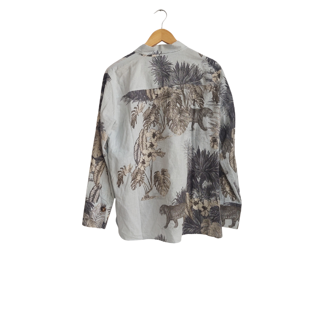 Massimo Dutti Men's Light Blue Floral Print Button Down Shirt | Pre Loved |