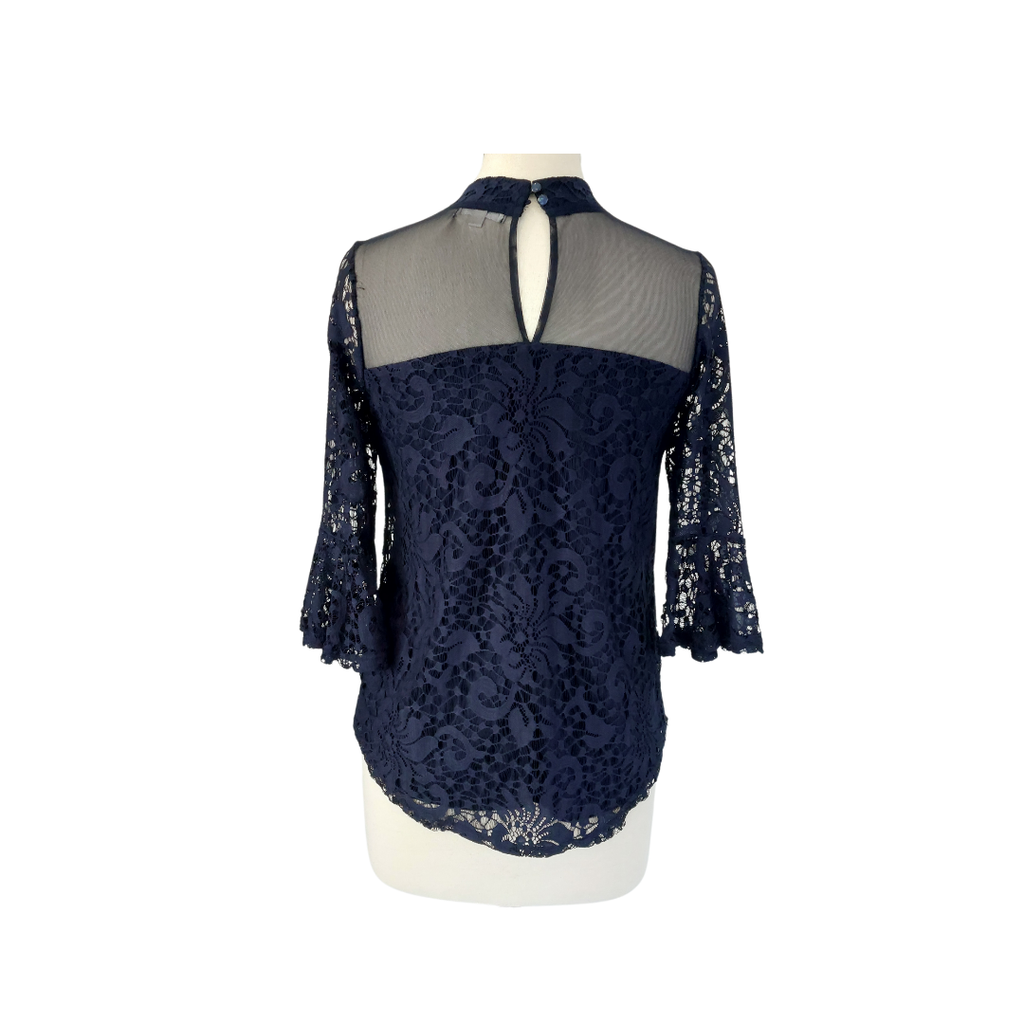 Shanon Ford Navy Lace & Net Blouse | Gently Used |