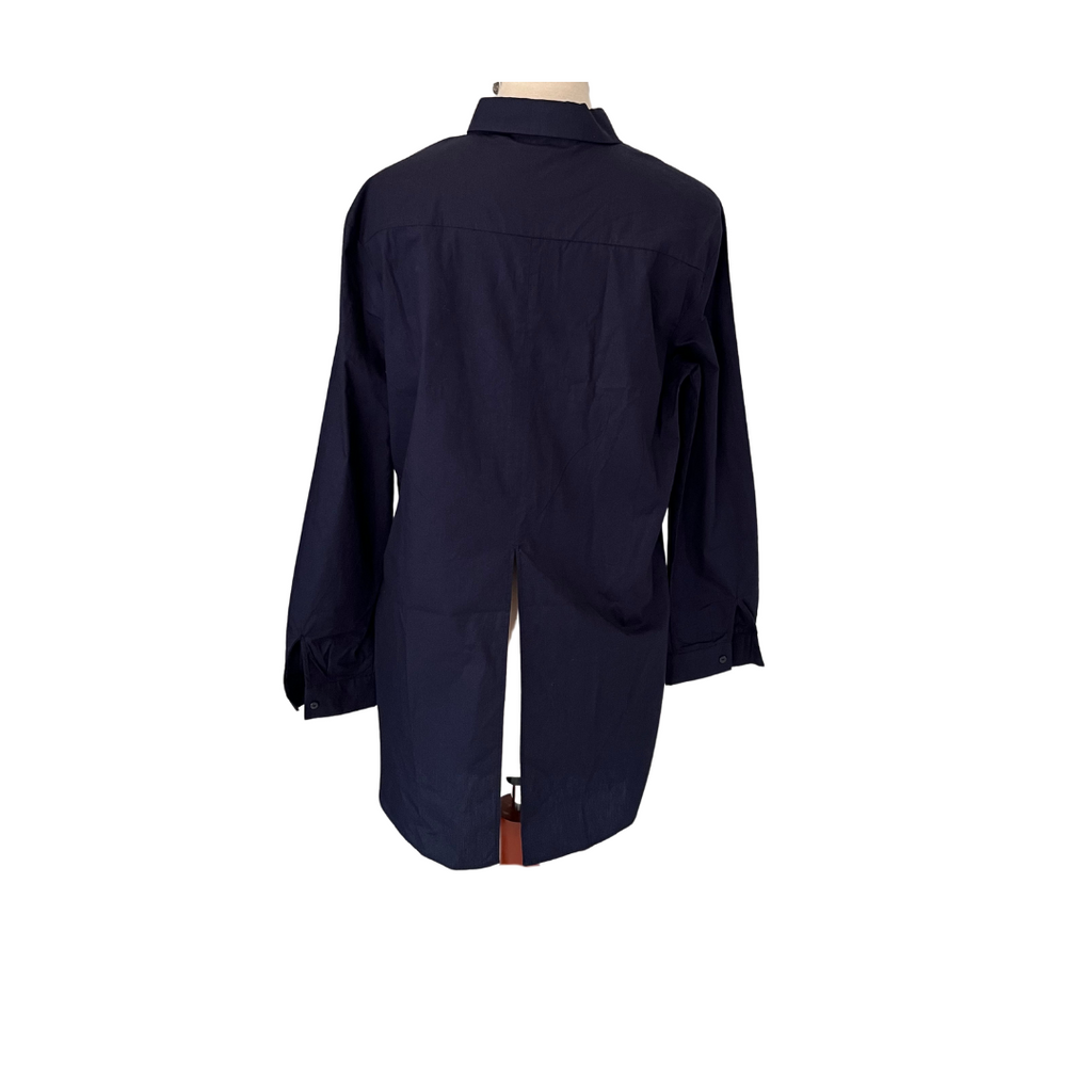 Zara Navy Collared Button Down Top | Gently Used |