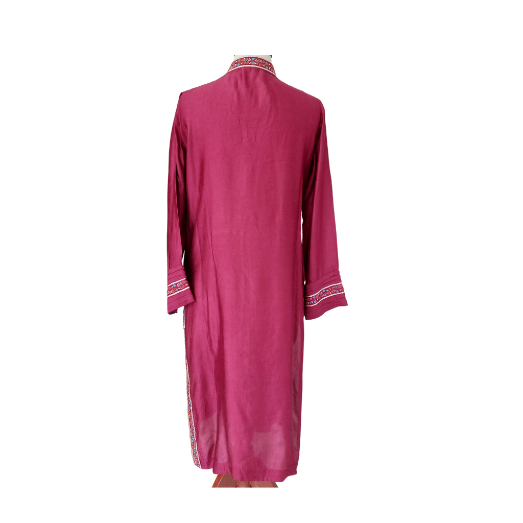 Talha Batla Magenta Embroidered Pleated Kurta | Pre Loved |