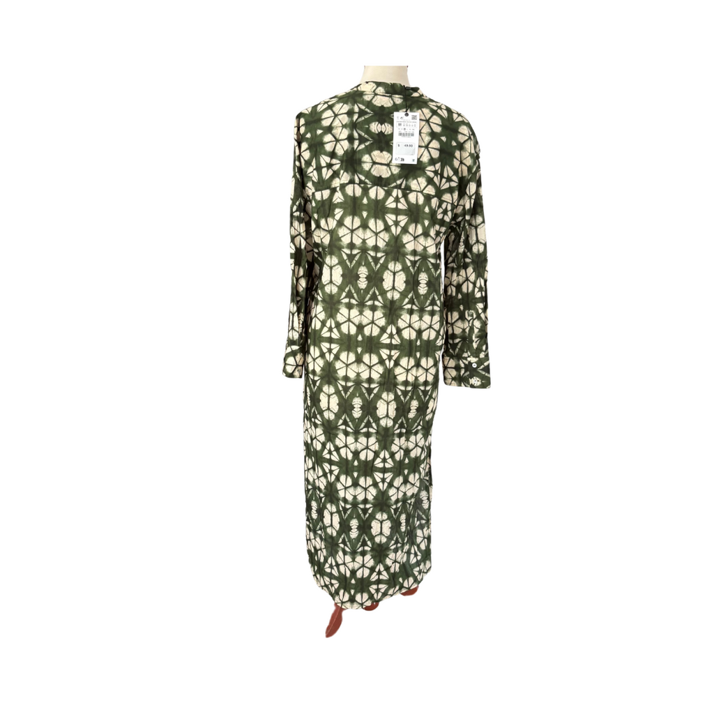 ZARA Green & Cream Printed Button Up Tunic | Pre Loved |