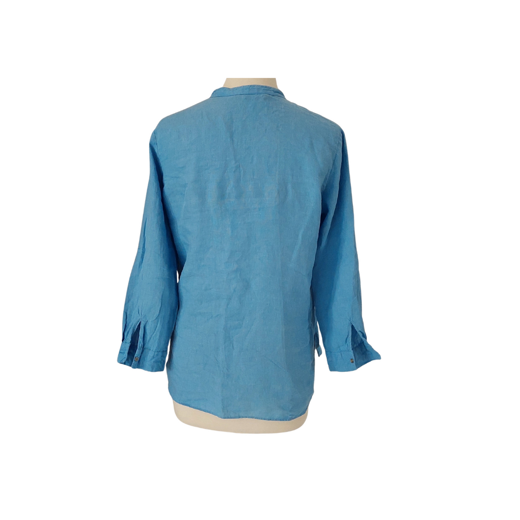 Zara Blue 100% Linen Button Down Shirt | Gently Used |