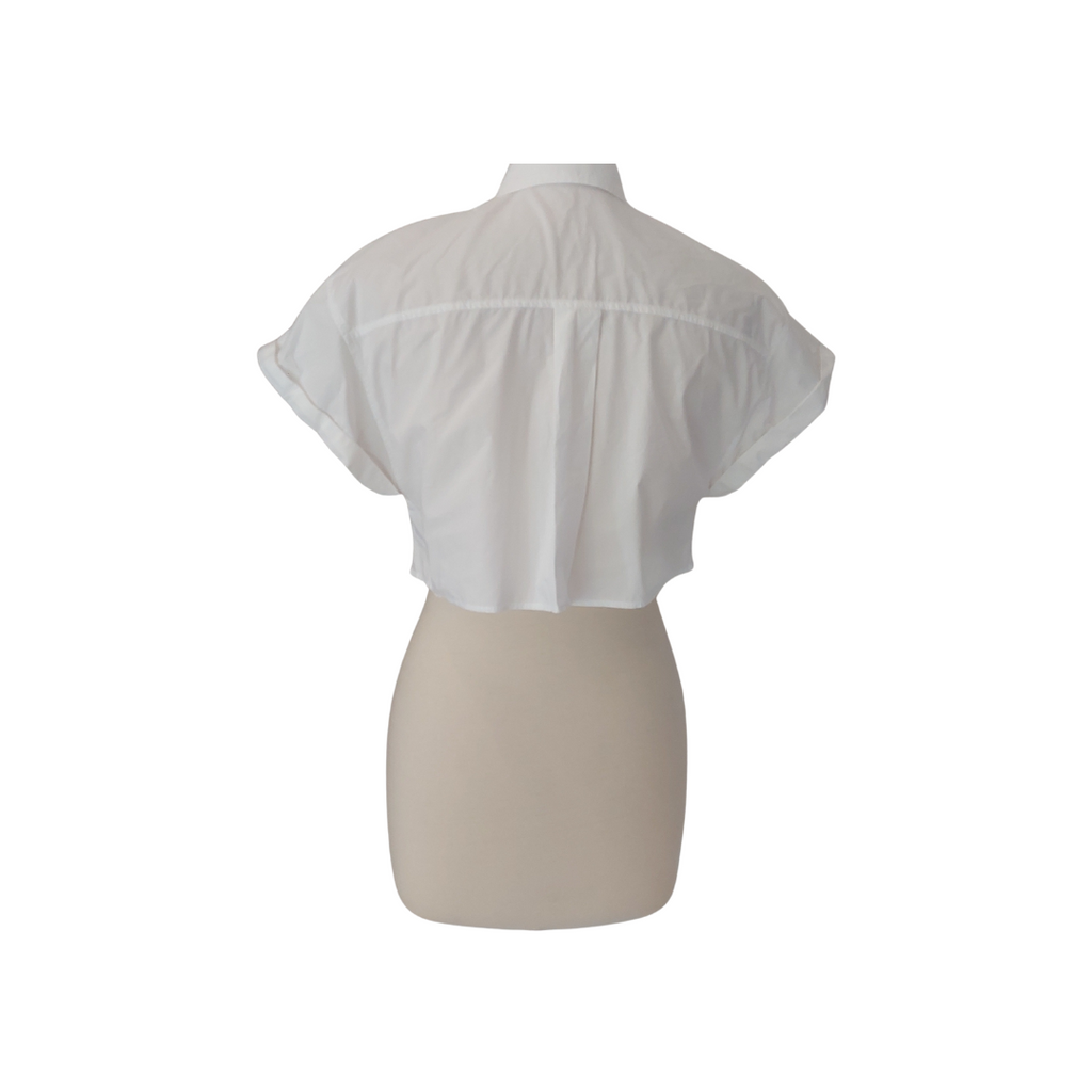 ZARA White Button Down Collared Crop Top | Gently Used |