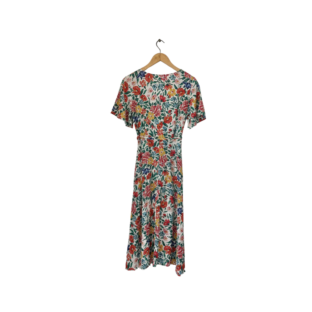 Mango White Floral Printed Knee Length Dress | Pre Loved |