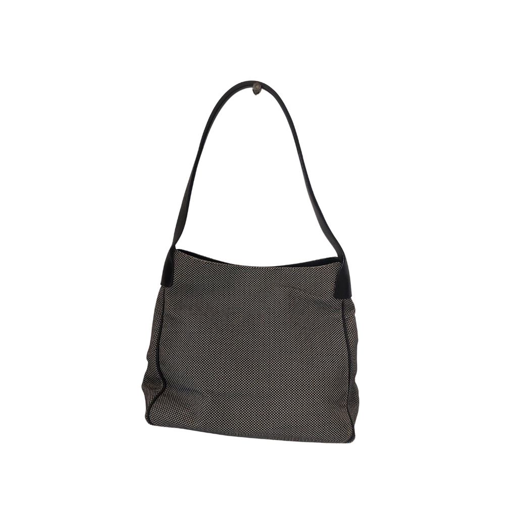 Bally Leather Tweed Canvas Shoulder Hobo Bag | Pre Loved |