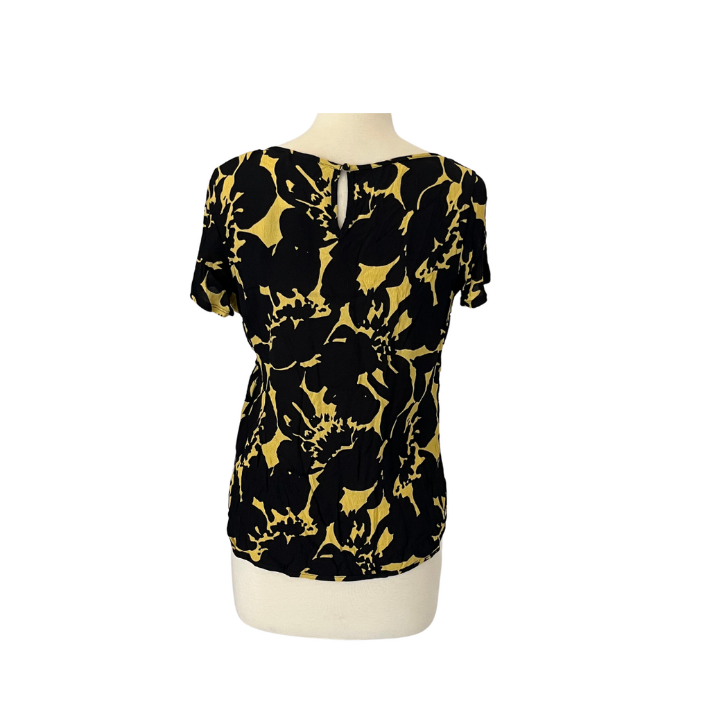 NEXT Black & Yellow Printed Lace Top | Brand New |