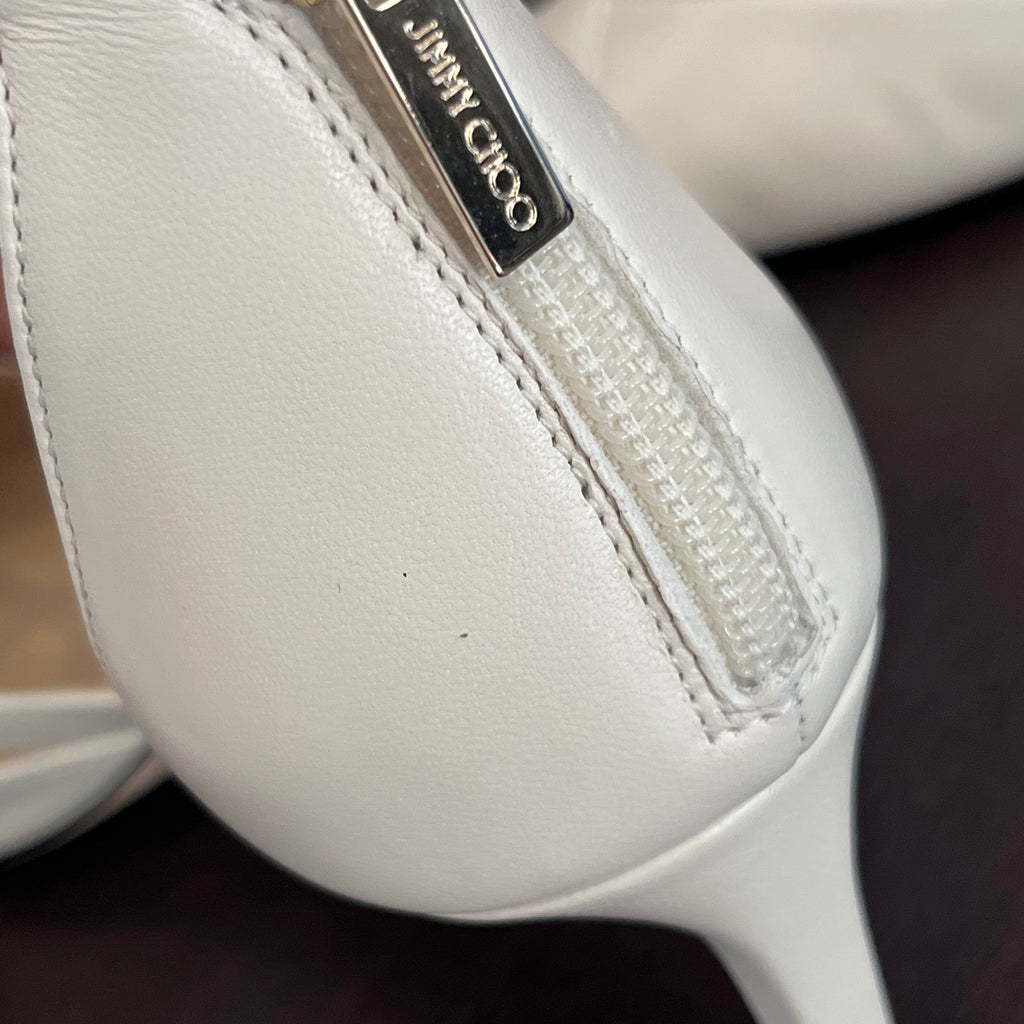 Jimmy Choo Off White Saoni Latte Leather Heels | Gently Used |