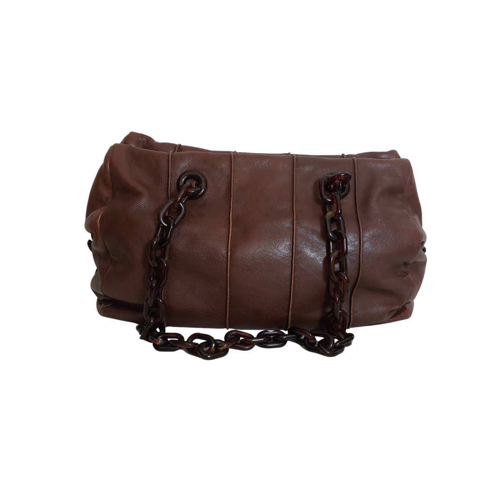 Prada Tan Leather & Plastic Chain Shoulder Bag | Gently Used |