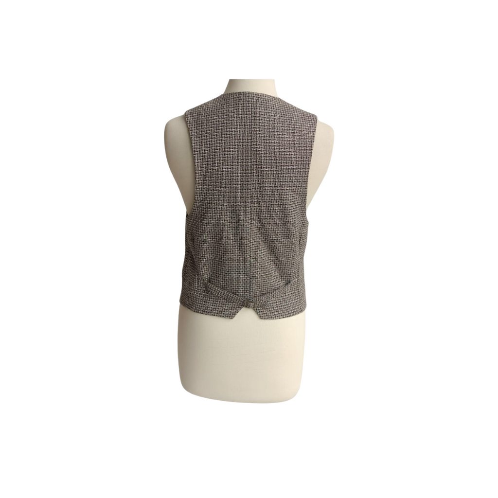 Zara Blue, White, & Brown Tweed Sleeveless Jacket | Gently Used |