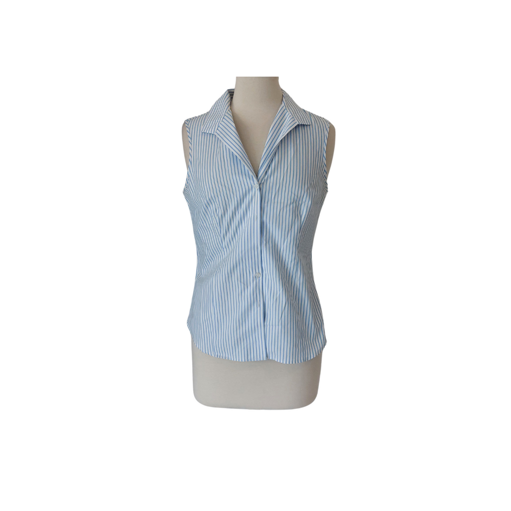 Jones New York Light Blue & White Striped Sleeveless Top | Pre Loved |