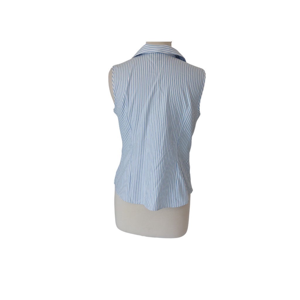 Jones New York Light Blue & White Striped Sleeveless Top | Pre Loved |