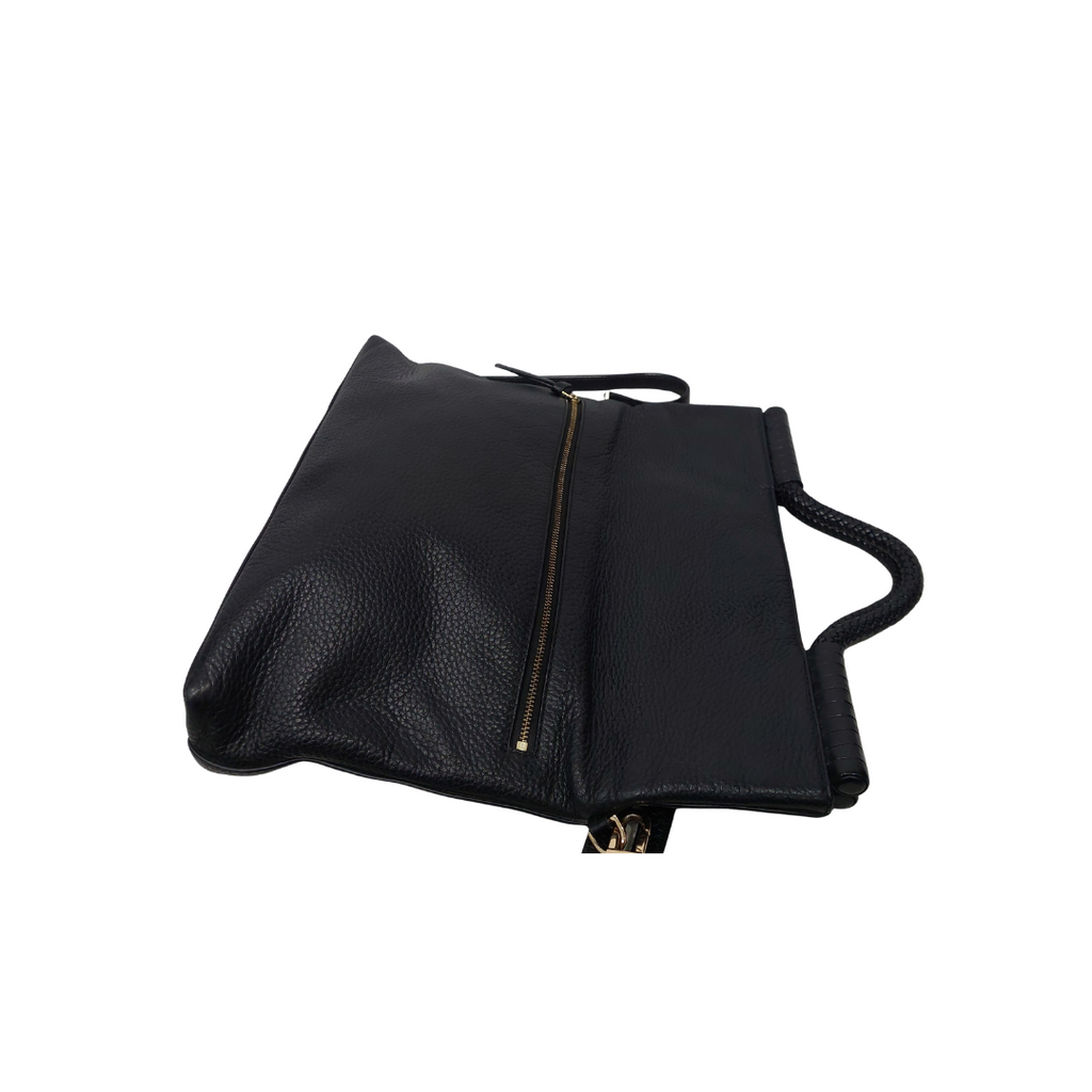 Tory Burch Black Leather Taylor Convertible Foldover Crossbody Bag | Gently Used |