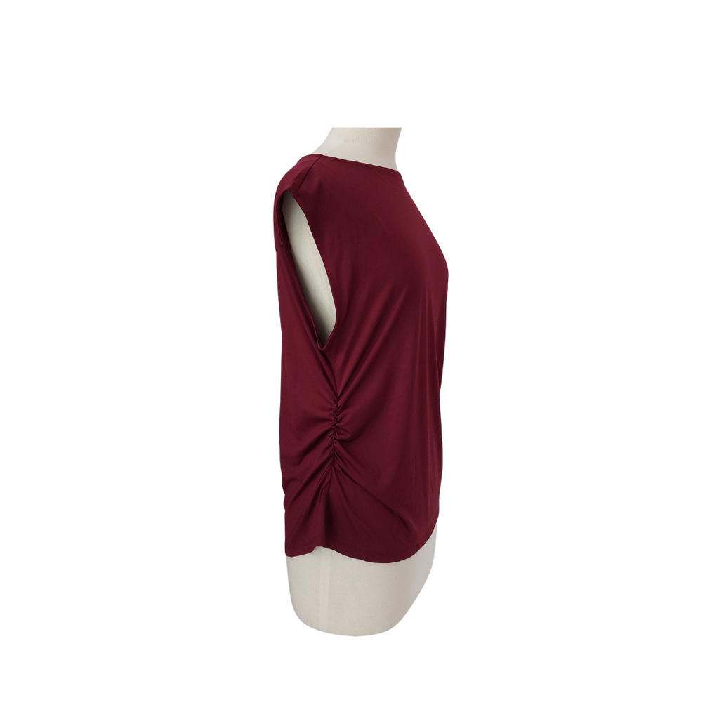 H&M Maroon Sleeveless Ruche Detail Top | Brand New |